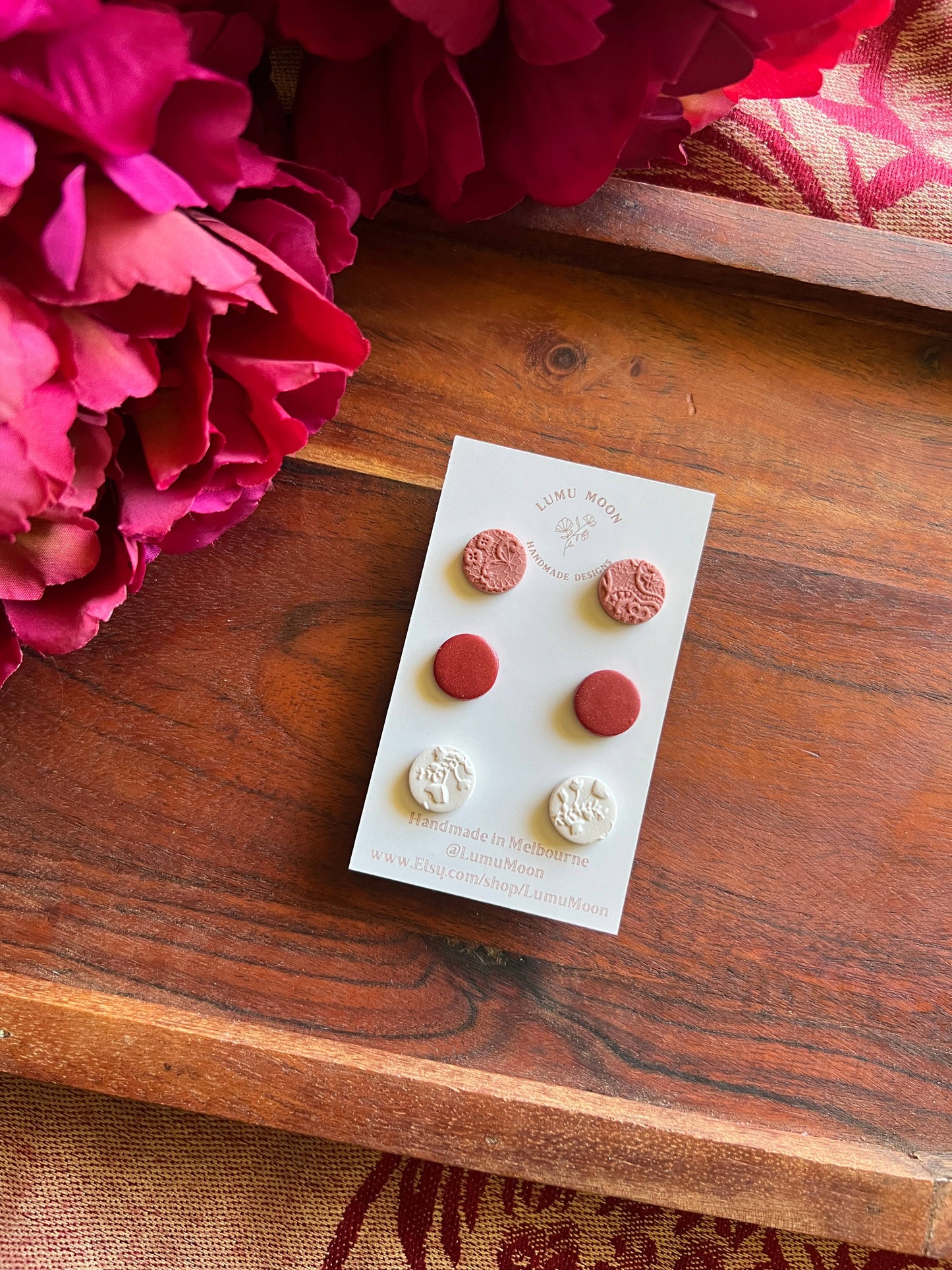 Red and Earthy Pink Stud Pack