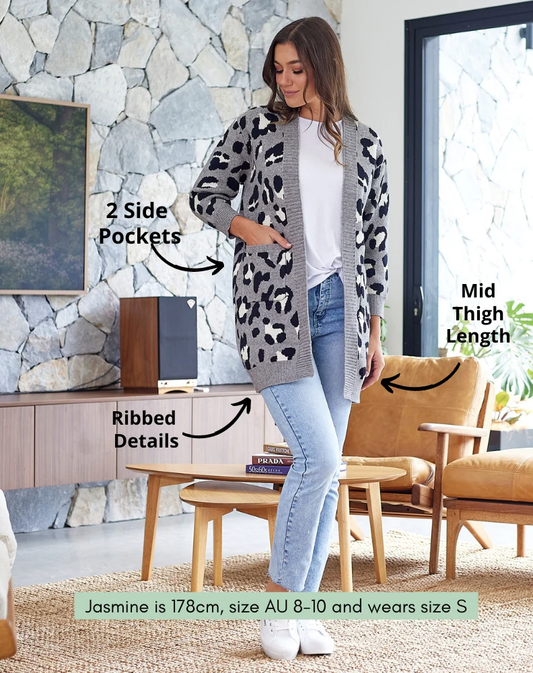 Leopard Cardi Grey