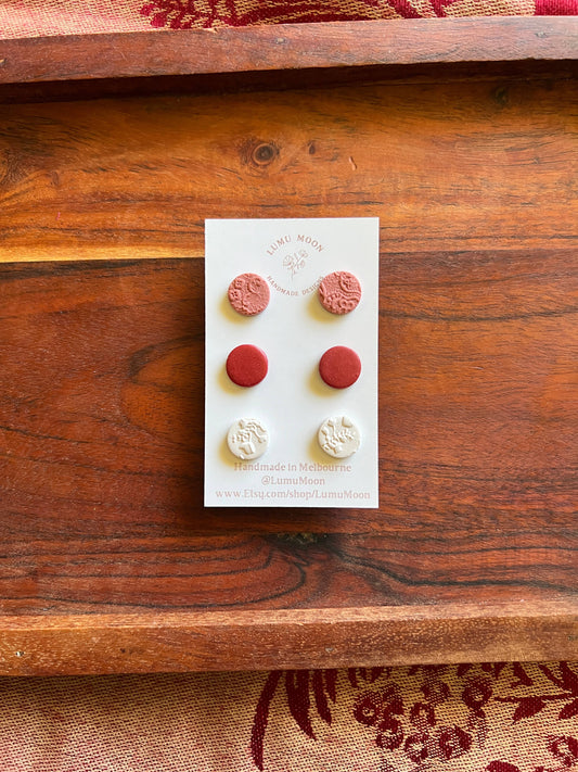 Red and Earthy Pink Stud Pack