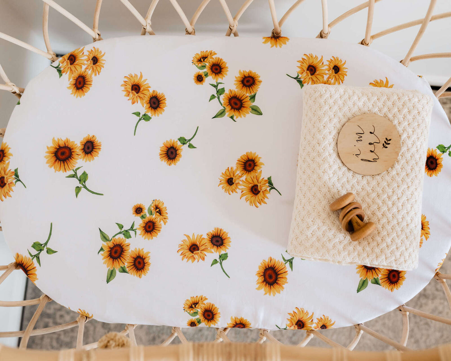 SNUGGLE HUNNY SUNFLOWER BASSINET SHEET/CHANGE PAD COVER