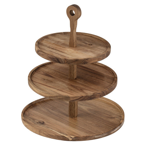 GATHER ROUND ACACIA 3 TIER SERVING TOWER