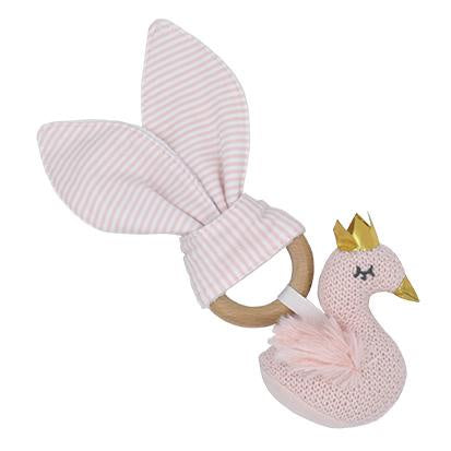 SWAN WOODEN TEETHER RATTLE