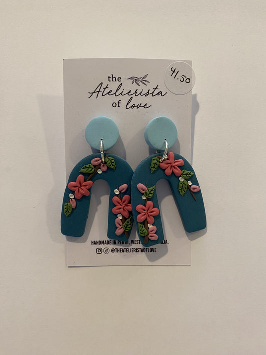 THE ATELIERISTA OF LOVE EARRINGS - DARK TURQUOISE CHERRY BLOSSOM