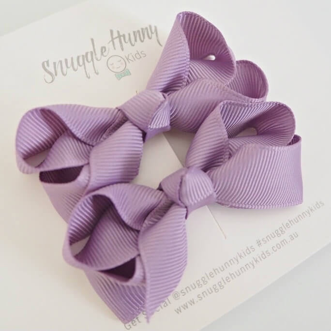 SNUGGLE HUNNY LILAC CLIP BOW - SMALL PIGGY TAIL PAIR